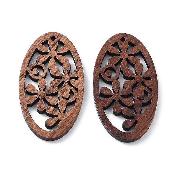 

PandaHall Walnut Wood Laser Cut Pendants, Hollow Charms, Undyed, Oval, 40x21.5x2.4mm, Hole: 1.6mm Wood Oval Brown