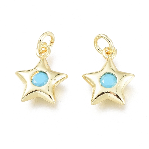 

PandaHall Brass Charms, with Synthetic Turquoise inside and Jump Ring, Long-Lasting Plated, Star, Real 18K Gold Plated, 11.5x9x2.5mm, Jump...