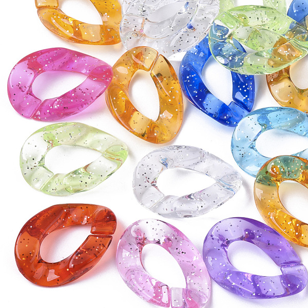

PandaHall Transparent Acrylic Linking Rings, Quick Link Connectors, for Curb Chains Making, with Glitter Powder, Twist, Mixed Color..., Multicolor