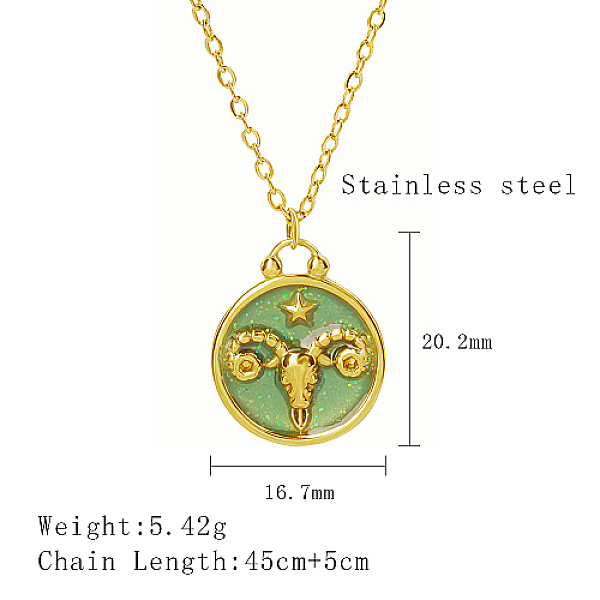 

PandaHall Stainless Steel Enamel Constellation Pendant Necklaces, Real 18K Gold Plated, Aries, 17.72 inch(45cm), Pendant: 20.2x16.7mm...