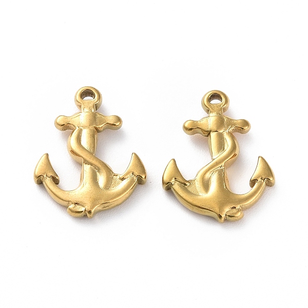 

PandaHall Ion Plating(IP) 304 Stainless Steel Pendants, Anchor Charm, Golden, 19x15x3mm, Hole: 1.2mm 304 Stainless Steel Anchor & Helm