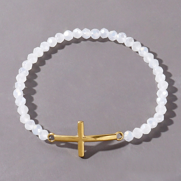 

PandaHall Cross with Class Bead Bracelet for Women Glass