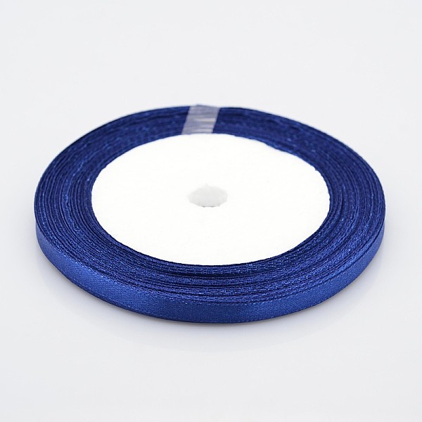 

PandaHall 1/4 inch(6mm) Dark Blue Satin Ribbon, 25yards/roll(22.86m/roll) Polyester Blue