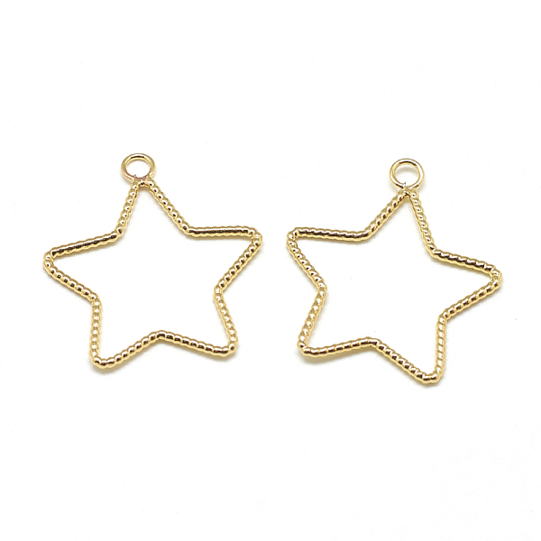 

PandaHall Brass Pendants, Star, Real 18K Gold Plated, 28x25.5x1mm, Hole: 2.5mm Brass Star