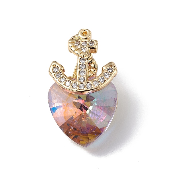 

PandaHall Real 18K Gold Plated Rack Plating Brass Micro Pave Clear Cubic Zirconia Pendants, with Glass, Long-Lasting Plated, Cadmium Free &...