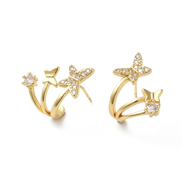 

PandaHall Clear Cubic Zirconia Butterfly Stud Earrings, Rack Plating Brass Jewelry for Women, Lead Free & Cadmium Free, Real 18K Gold Plated...