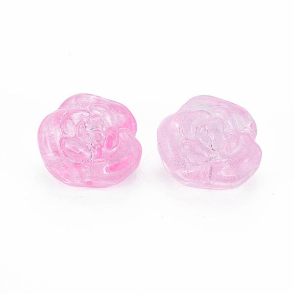 

PandaHall Transparent Baking Painted Glass Beads, Rose, Pearl Pink, 12.5x14x9mm, Hole: 1.2mm Glass Flower