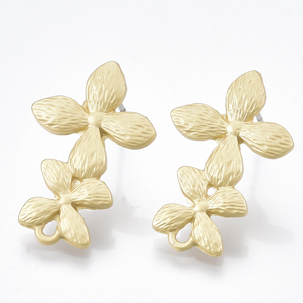 

PandaHall Smooth Surface Alloy Stud Earring Findings, with Steel Pin and Loop, Flower, Matte Gold Color, 23x15mm, Hole: 1.4mm, Pin: 0.7mm...