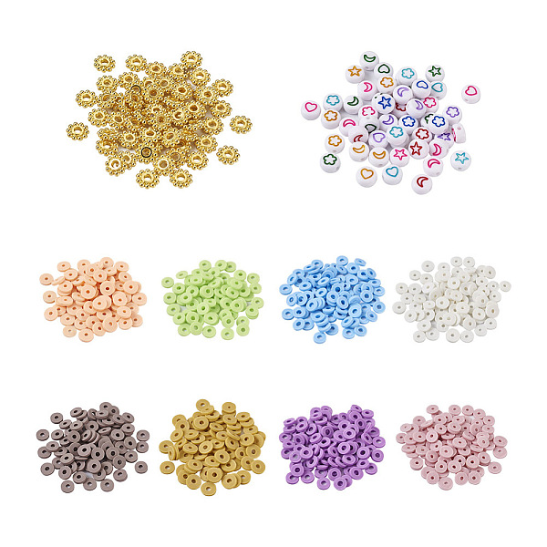 

PandaHall Beadthoven 7790Pcs Flat Round Handmade Polymer Clay Beads, with 50Pcs Opaque Acrylic Beads and 100Pcs Gear Tibetan Style Alloy..., Multicolor