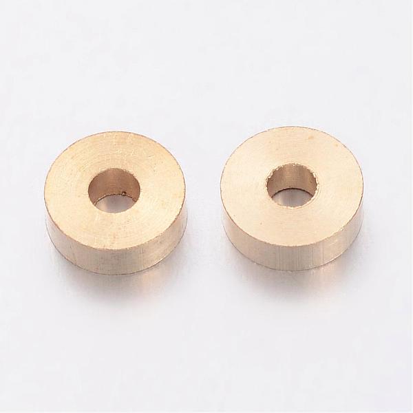 

PandaHall Golden Brass Rondelle Spacer Beads, 6x2mm, Hole: 2mm Brass Rondelle