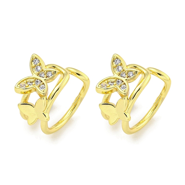 

PandaHall Brass Micro Pave Cubic Zirconia Cuff Earrings, Butterfly, Real 18K Gold Plated, 13x7.5mm Cubic Zirconia Butterfly Clear