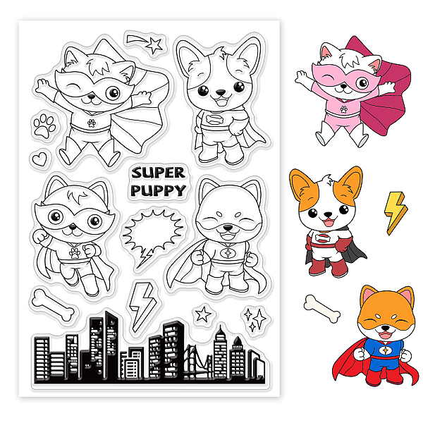 

PandaHall PVC Plastic Stamps, for DIY Scrapbooking, Photo Album Decorative, Cards Making, Stamp Sheets, Dog Pattern, 16x11x0.3cm Plastic Dog