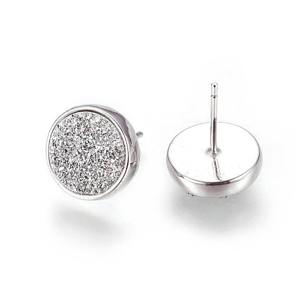 

PandaHall Druzy Resin Earrings, with Brass Finding, Flat Round, Silver, 11.6x16~16.5mm, Pin: 0.8mm Resin Silver