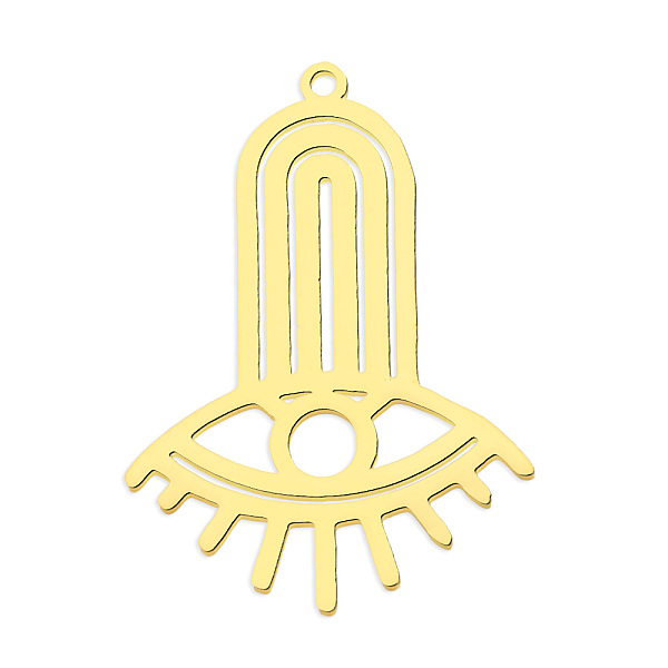 

PandaHall 201 Stainless Steel Pendants, Laser Cut, Vacuum Plating, Eye, Golden, 34x25x1mm, Hole: 1.6mm 201 Stainless Steel Eye