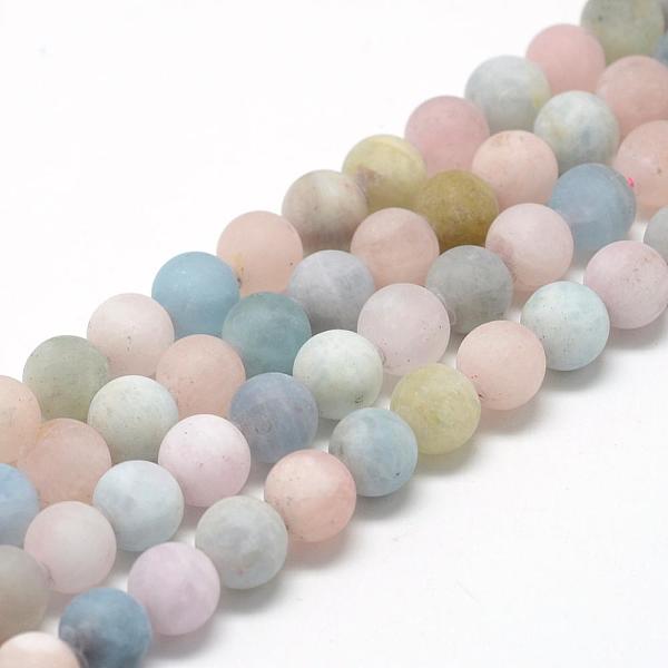 

PandaHall Natural Morganite Beads Strands, Frosted, Round, 4mm, Hole: 1mm, about 84~90pcs/strand, 15.1 inch Morganite Round