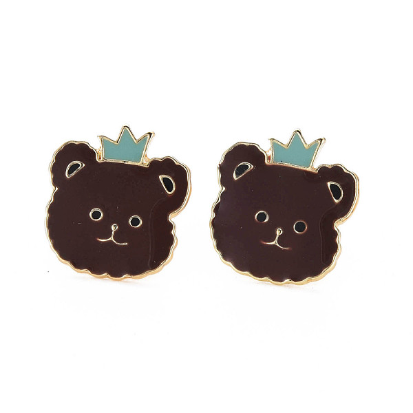 PandaHall Bear with Crown Enamel Pin, Animal Alloy Brooch for Backpack Clothes, Cadmium Free & Lead Free, Light Gold, Coconut Brown...