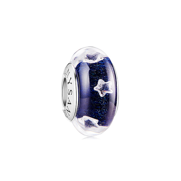 

PandaHall TINYSAND Rhodium Plated 925 Sterling Silver Charm Beads with Glass with Star for Bracelet, Midnight Blue, 15.16x9.07mm, Hole...