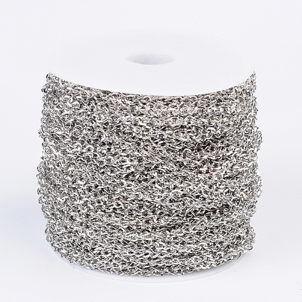 

PandaHall Iron Side Twisted Chain, with Spool, Unwelded, Lead Free & Nickel Free, Platinum Color, Size: Chains: about 5mm long, 4mm wide...