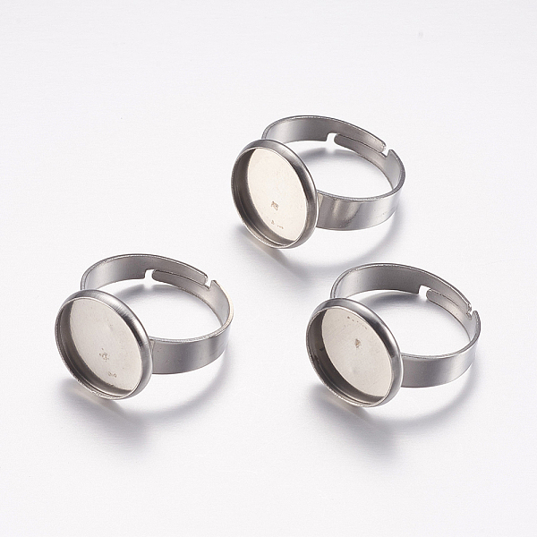 

PandaHall Adjustable 304 Stainless Steel Finger Rings Components, Pad Ring Base Findings, Flat Round, Stainless Steel Color, Tray: 12mm...
