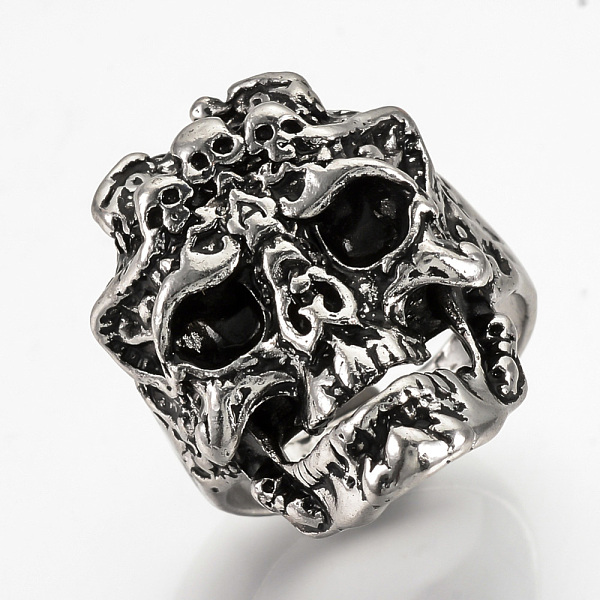 

PandaHall Alloy Finger Rings, Wide Band Rings, Skull, Antique Silver, 21mm Alloy
