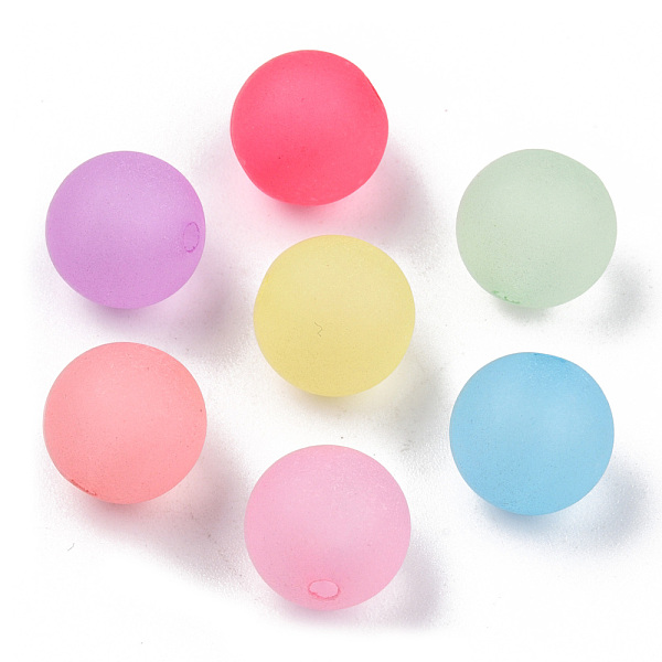 

PandaHall Transparent AS Plastic Beads, Frosted, Round, Mixed Color, 10mm, Hole: 1.6mm, about 950pcs/500g Plastic Round Multicolor