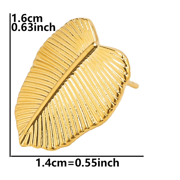 

PandaHall 304 Stainless Steel Leaf Stud Earrings for Women, Golden Stainless Steel Leaf