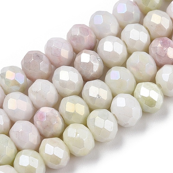 

PandaHall Faceted Electroplated Glass Beads Strands, AB Color Plated, Abacus, Pale Goldenrod, 6x5mm, Hole: 1.2mm, about 88~89pcs/strand...
