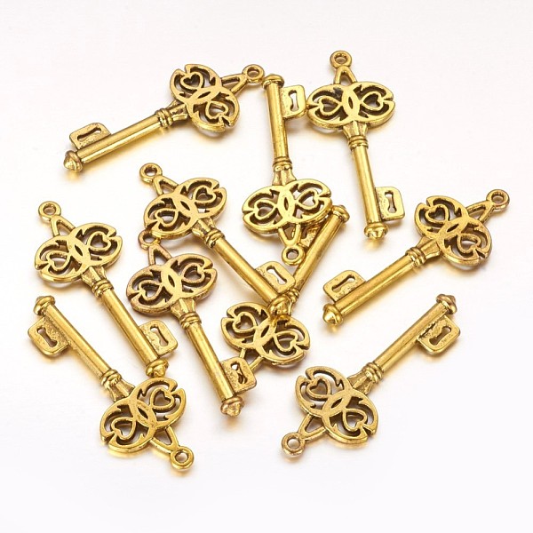 

PandaHall Tibetan Style Alloy Pendants, Lead Free and Cadmium Free, Skeleton Key, Antique Golden, 45x17x2.5mm, Hole: 2.5mm Alloy Key