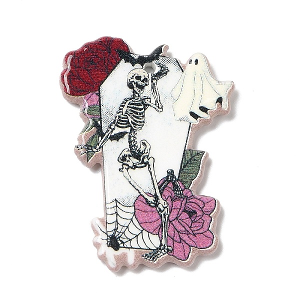 

PandaHall Halloween Acrylic Pendants, Skeleton, 40.5x29.5x2.5mm, Hole: 1.6mm Acrylic Skeleton