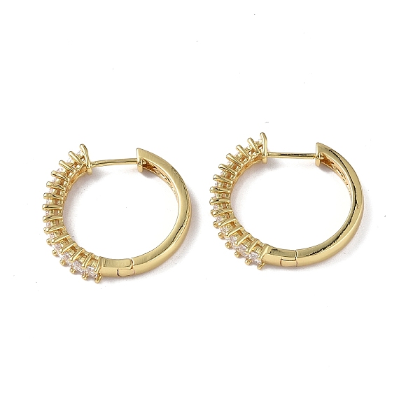 

PandaHall Cubic Zirconia Hoop Earrings, Real 18K Gold Plated Brass Jewelry for Women, Clear, 25x25x4.5mm, Pin: 1mm Cubic Zirconia Ring Clear