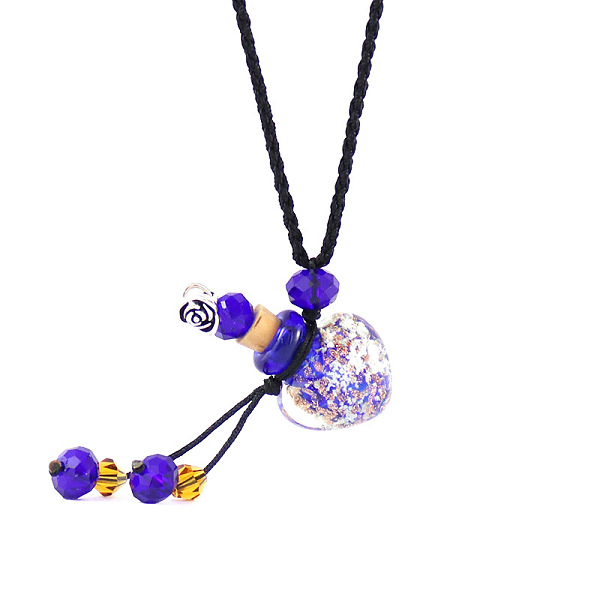 

PandaHall Lampwork Heart Perfume Bottle Pendant Necklace with Glass Beads, Essential Oil Vial Jewelry for Women, Mauve, 17.7~25.59 inch..., Purple