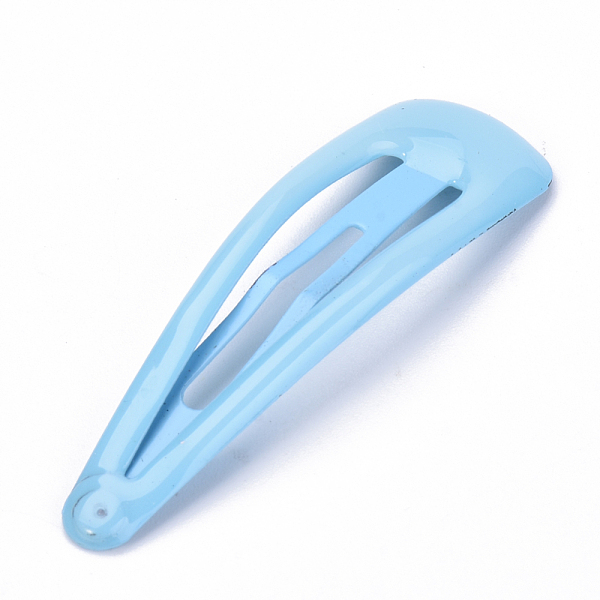 

PandaHall Spray Painted Iron Snap Hair Clips, with Enamel, Light Sky Blue, 46.5x13mm Iron