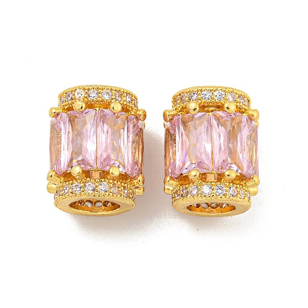 

PandaHall Brass Micro Pave Cubic European Beads, Real 18K Gold Plated, Large Hole Beads, Column, Pink, 11.5x9.5mm, Hole: 5mm Brass+Cubic...