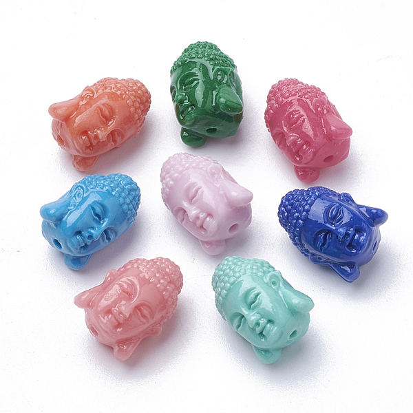 

PandaHall Synthetic Coral Beads, Dyed, Buddha, Mixed Color, 15~16x12x12mm, Hole: 1.5mm Synthetic Coral Human Multicolor