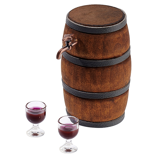 

PandaHall Wood & Alloy & Resin Red Wine Barrel & Wine Glass & Faucet Set, Miniature Dollhouses Bar Accessories, Indigo, 50x42x33mm Wood..., Purple