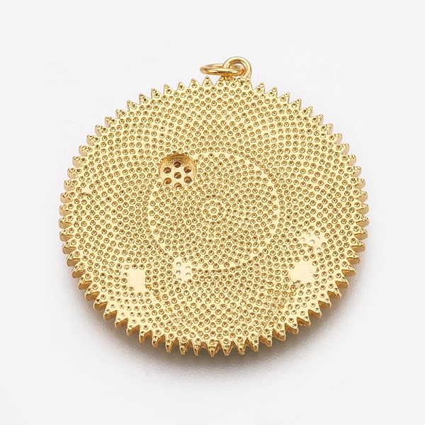 

PandaHall Brass Enamel Pendants, with Cubic Zirconia, Long-Lasting Plated, Flat Round with Moon and Star, Lead Free & Nickel Free & Cadmium..., Green