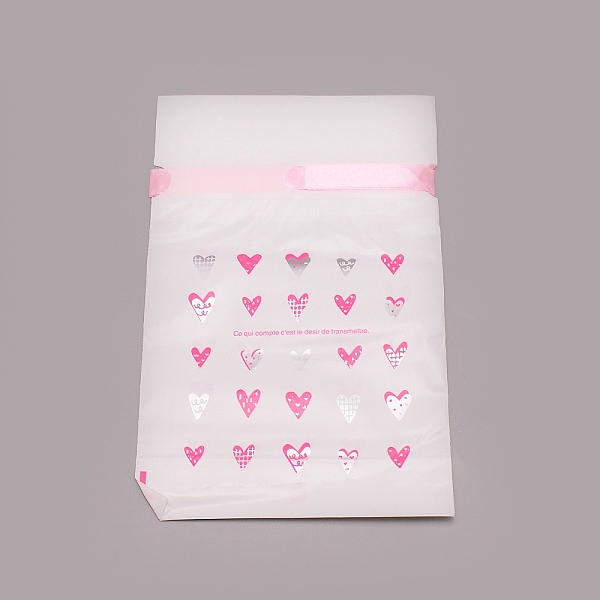 

PandaHall Plastc Storage Bags, with Drawstring Ribbon, Rectangle with Heart Pattern, for Gift Packaging, Silver, 23.5x14.9x0.05cm Plastic...