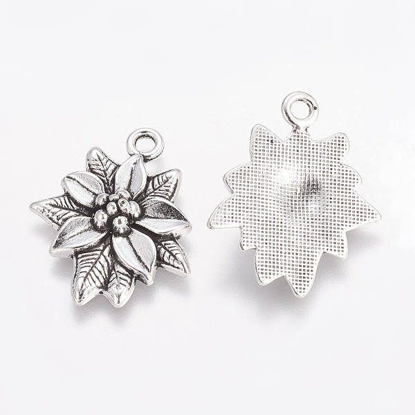 

PandaHall Tibetan Style Alloy Pendants, Lead Free & Cadmium Free, Poinsettia, for Christmas, Antique Silver, 28x23x5mm, Hole: 2mm Alloy...