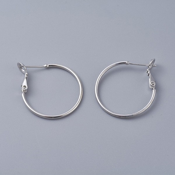 

PandaHall Brass Hoop Earrings, Ring, Platinum, 24x1.5mm, Pin: 0.7mm Brass