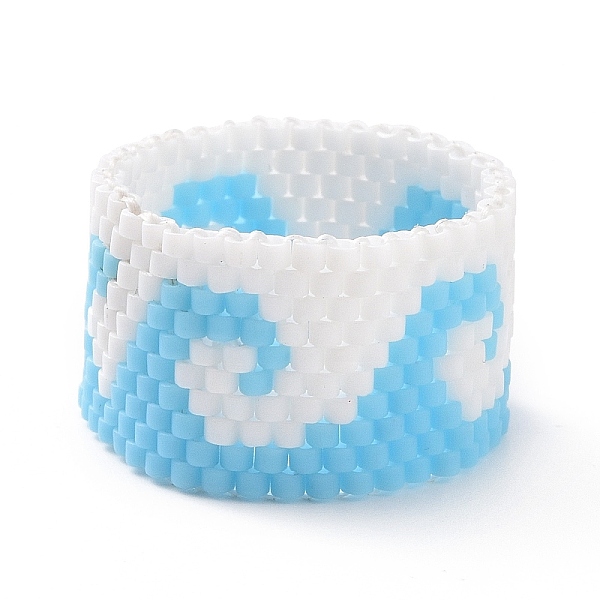 

PandaHall Handmade Japanese Seed Rings, wave Pattern, Sky Blue, US Size 9 1/4, 13.5mm, Inner Diameter: 19.1mm Glass Others