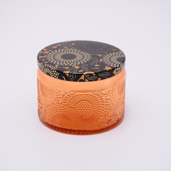 

PandaHall Glass Storage Box, Container for Jewelry, Aromatherapy Candle, Candy Box, with Slip-on Lid, Flower Pattern, Orange, 7.1x5.2cm...