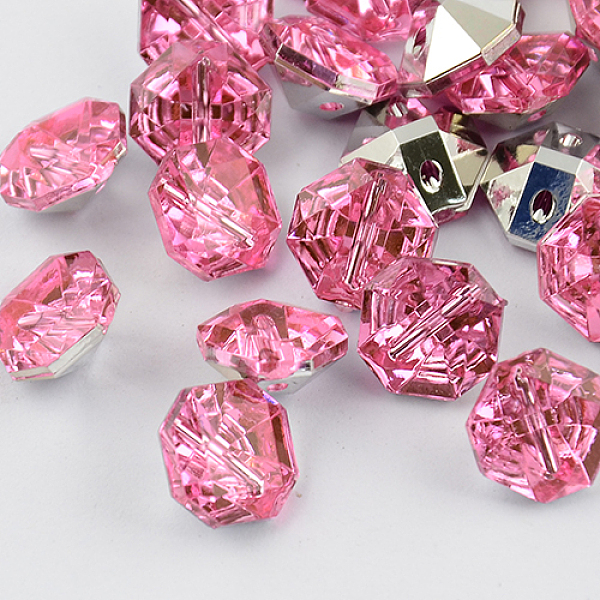 

PandaHall 2-Hole Taiwan Acrylic Rhinestone Octagon Buttons, Faceted & Silver Plated Pointed Back, Pink, 12.5x13x7mm, Hole: 1mm Acrylic...
