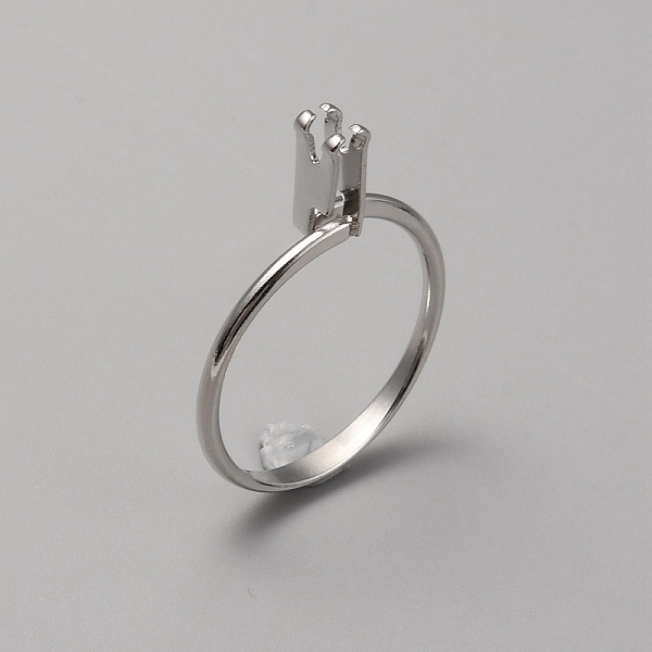 

PandaHall Aluminium Alloy Finger Rings Components, 4 Prong Ring Settings, Platinum, US Size 9 1/2(19.3mm) Alloy