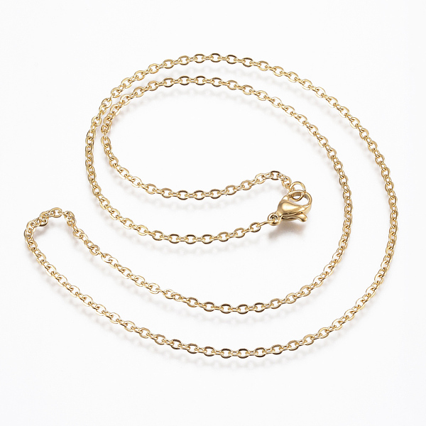 

PandaHall 304 Stainless Steel Cable Chain Necklaces, with Lobster Claw Clasps, Golden, 17.7 inch(45cm), 10strand/bag 304 Stainless Steel