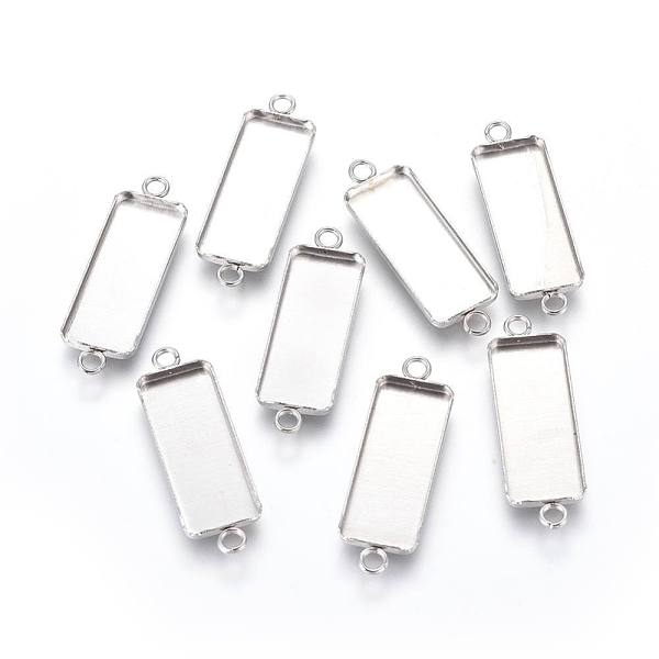 

PandaHall 304 Stainless Steel Cabochon Connector Settings, Plain Edge Bezel Cups, Rectangle, Stainless Steel Color, Tray: 25x10mm, 34x11x2mm...
