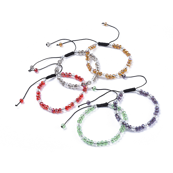 

PandaHall Adjustable Glass Braided Bead Bracelets, with Nylon Cord, Mixed Color, 2-3/8 inch~3-3/8 inch(6~8.6cm) Glass Multicolor