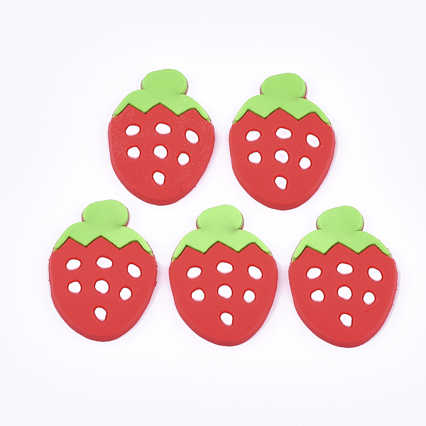 

PandaHall PVC Plastic Cabochons, Strawberry, Red, 28x20x3mm Plastic Fruit Red