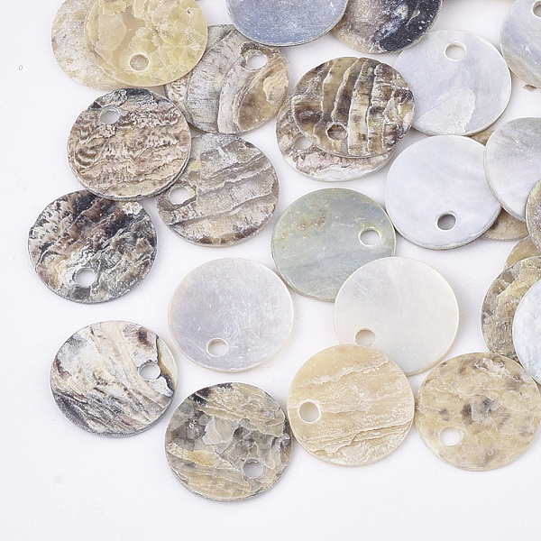 

PandaHall Natural Akoya Shell Charms, Mother of Pearl Shell Pendants, Flat Round, Tan, 10x1mm, Hole: 1.5mm Akoya Shell Flat Round Orange