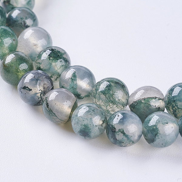 

PandaHall Natural Moss Agate Beads Strands, Round, 6mm, Hole: 1mm, about 60pcs/strand, 14.7 inch(37.4cm) Moss Agate Round