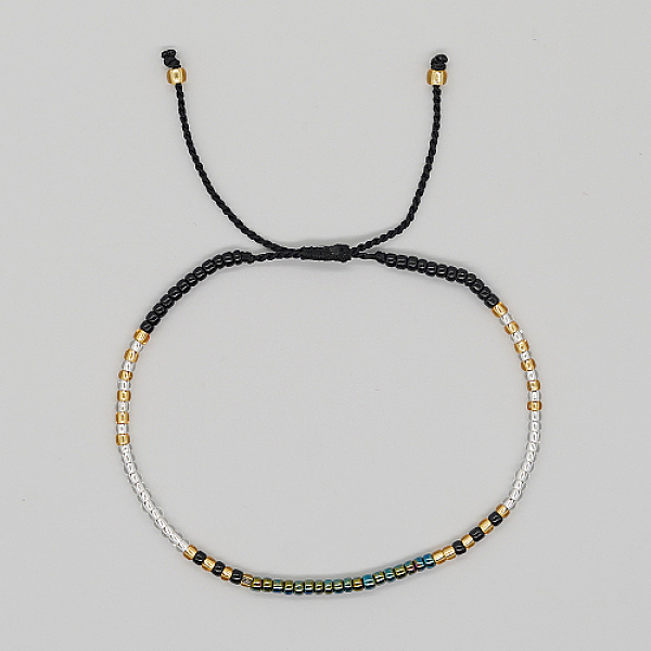

PandaHall Glass Seed Braided Beaded Bracelets, Adjustable Bracelet, Black, 11 inch(28cm) Seed Beads Black